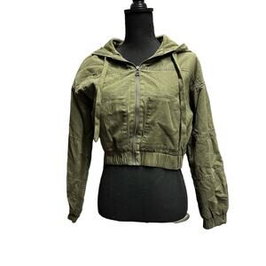 NWT Aeropostale Green Cropped Jacket with Hoodie Sz XS